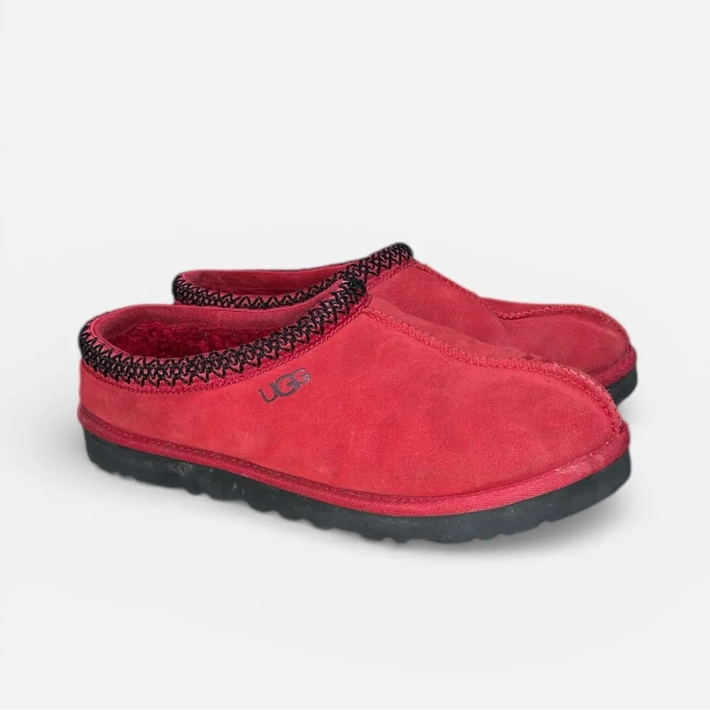 UGG Red Suede Slip-On Clog with Black Trim
